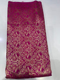 Art Silk Brocade Fabric – Rani Pink with Gold Floral Weave