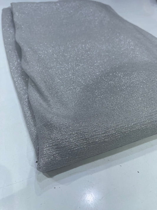 Shimmer Lycra Fabric – Silver Stretch Partywear Material
