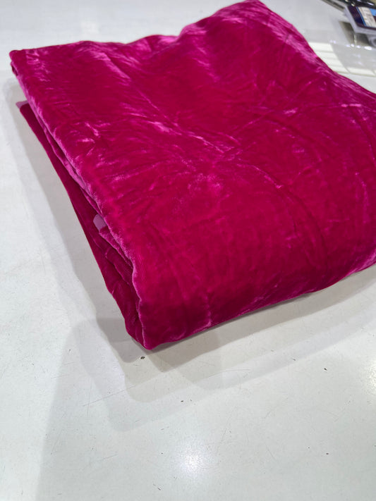 Pure Silk Velvet Fabric – Yarn Dyed Rani Pink Luxury Velvet