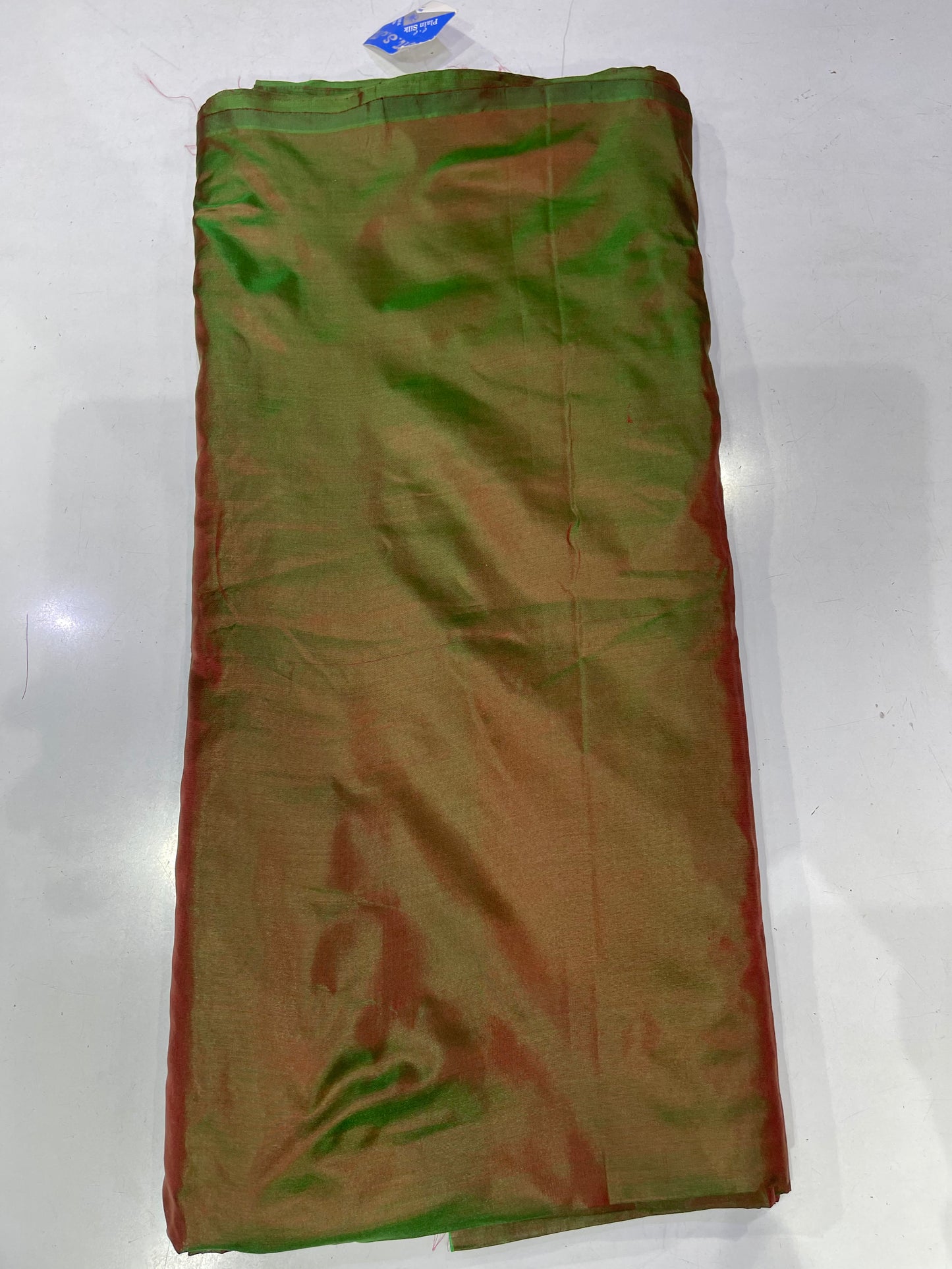 Pure Silk Yarn Dyed Fabric – Dual-Tone Green & Rust Silk