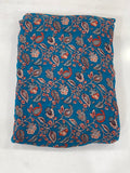 Premium Teal Blue Floral Printed Fabric – Elegant Paisley & Vine Design for Dresses, Kurtas & Home Decor