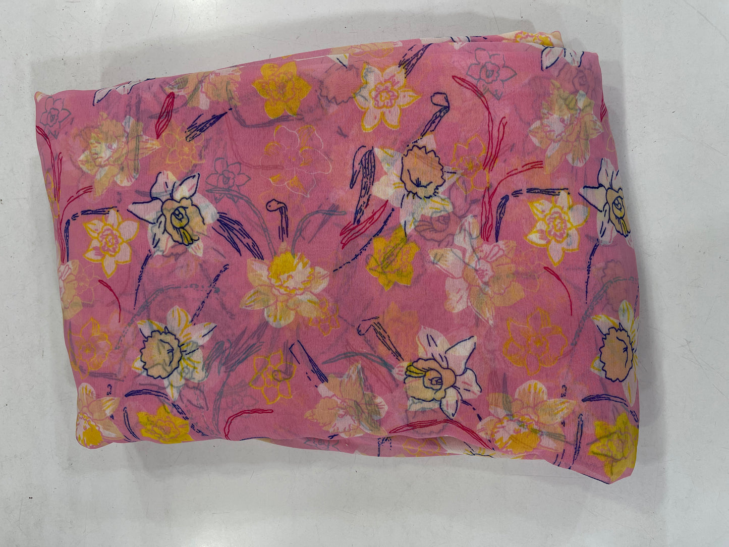 Viscose Crinkle Chiffon Digital Print Fabric – Floral Pink