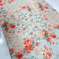 Pure Linen Digital Print Fabric – Floral Multicolor on Pastel Blue Base