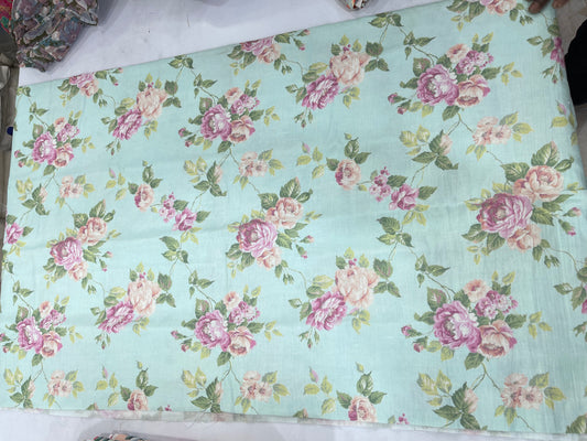 Pure Linen Digital Print Fabric – Floral Pastel Design