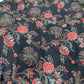 Viscose Linen Satin Digital Print Fabric – Floral Vine on Black