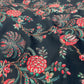 Viscose Linen Satin Digital Print Fabric – Floral Vine on Black