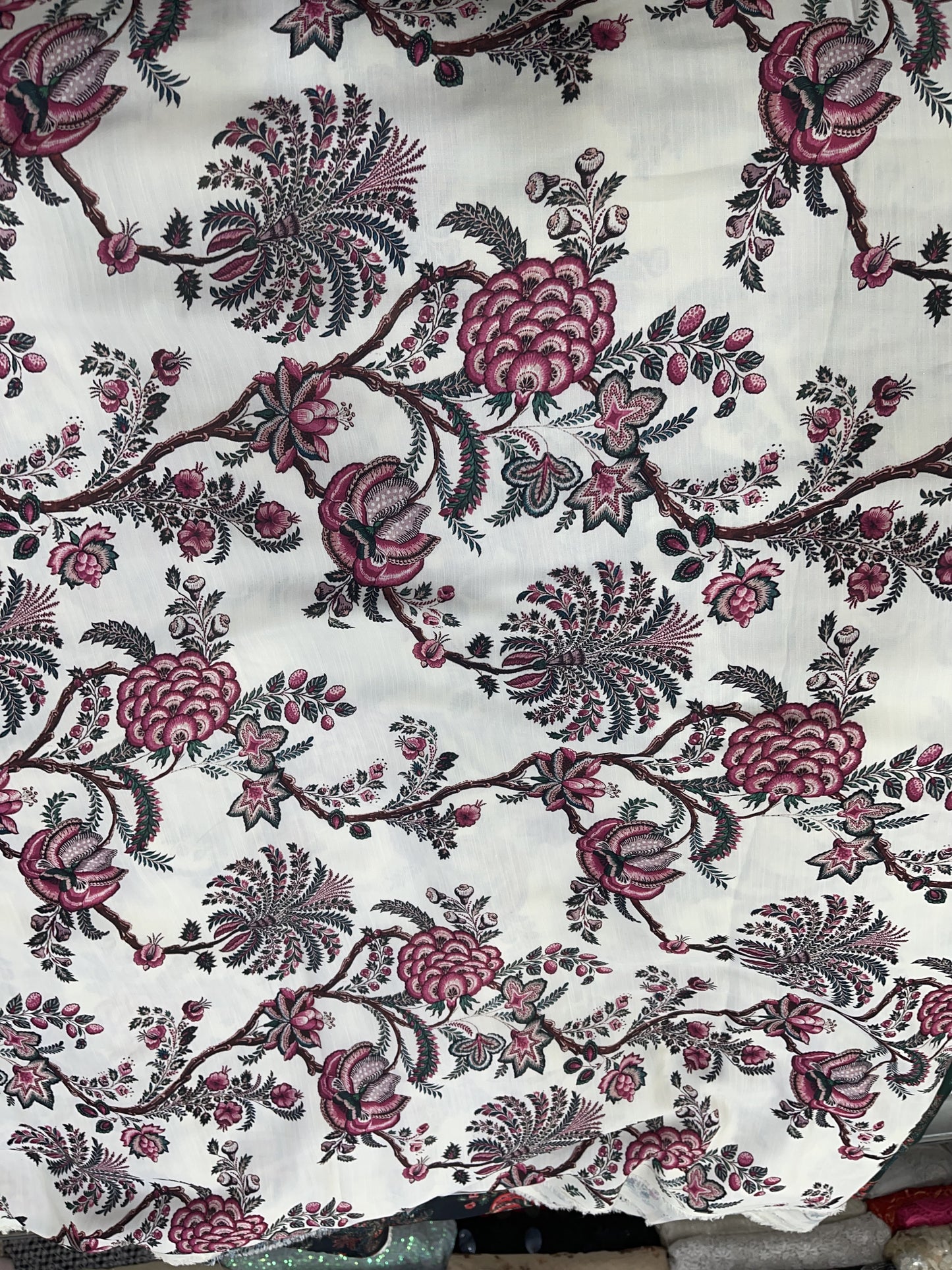 Viscose Linen Satin Digital Print Fabric – Elegant Botanical Design