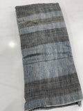 Pure Handloom Cotton Khadi Striped Fabric – Grey & Indigo Handwoven Soft Breathable Cotton Textile