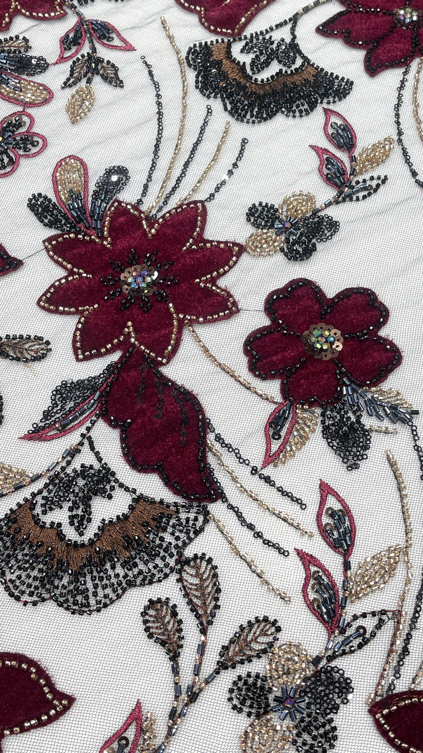 Premium 3D Floral Embroidered Sequin Net Fabric – Designer Floral Collection