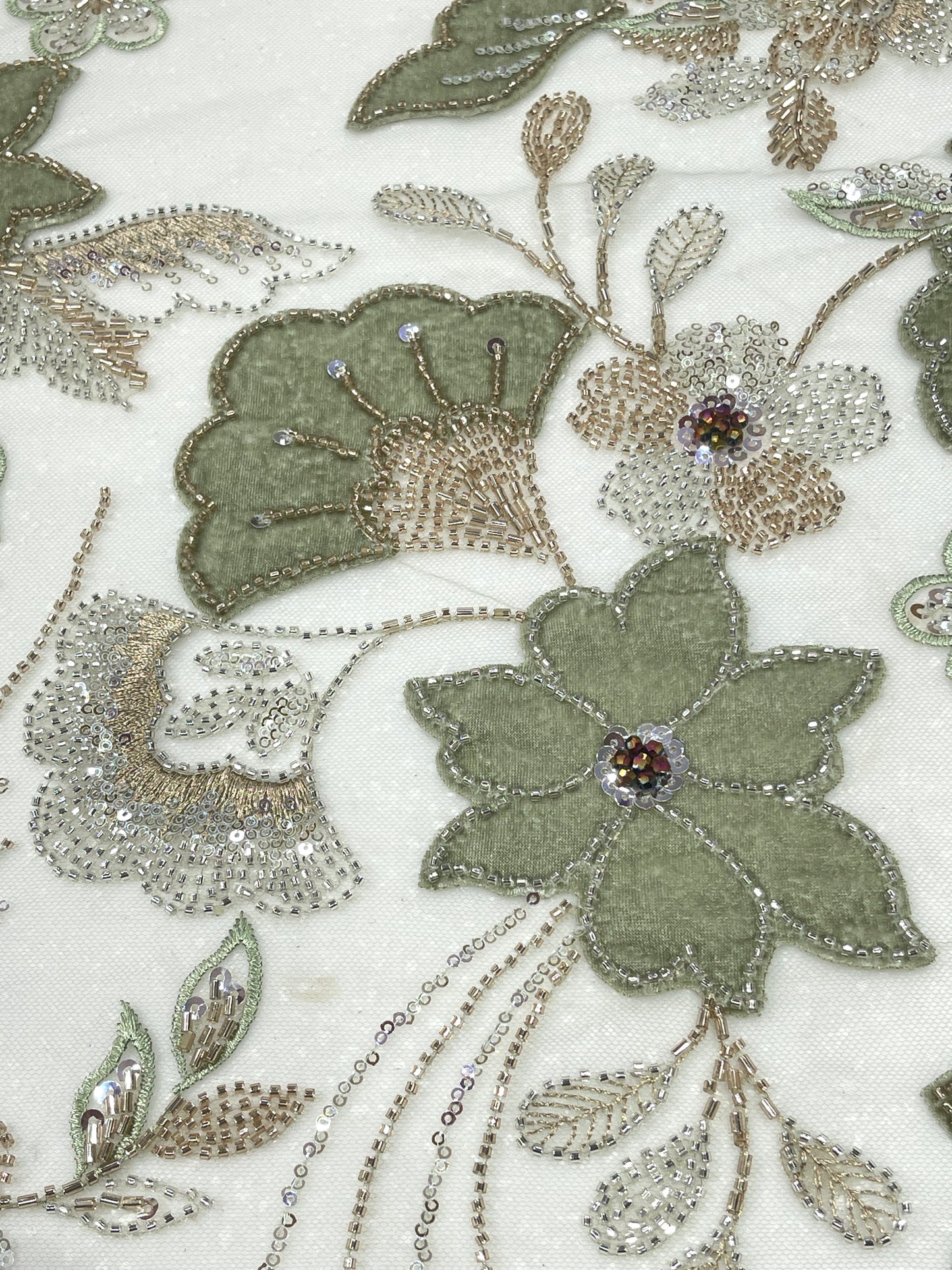 Premium 3D Floral Embroidered Sequin Net Fabric – Designer Floral Collection