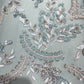 Luxury Aqua Blue & Silver Hand-Beaded Embroidered Net Fabric | Bridal & Couture Lace