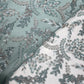 Luxury Aqua Blue & Silver Hand-Beaded Embroidered Net Fabric | Bridal & Couture Lace