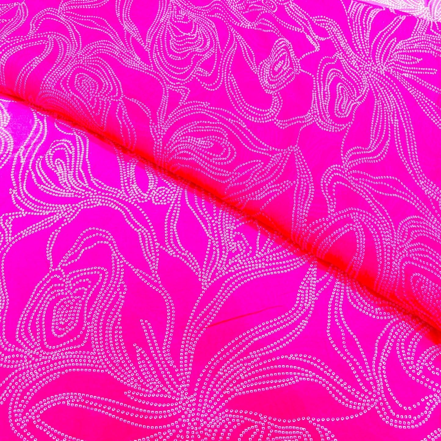 Rani Pink Floral Printed Fabric Combo (Cotton + Chiffon)