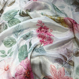 Elegant Pearl White Floral Shimmer Tissue Fabric