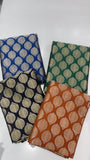 Pure Silk Royal Blue Zari Buta Brocade Fabric with Antique Gold Weaving