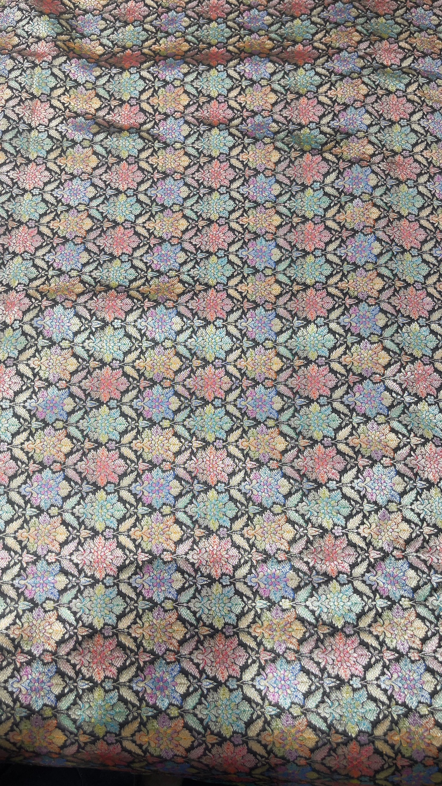 Pure Silk Multicolor Floral Brocade Fabric