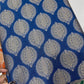 Pure Silk Royal Blue Zari Buta Brocade Fabric with Antique Gold Weaving