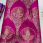 Pure Silk Wine Red Zari Buta Brocade Fabric with Traditional Circular Motifs