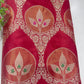 Pure Silk Wine Red Zari Buta Brocade Fabric with Traditional Circular Motifs