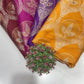 Pure Silk Wine Red Zari Buta Brocade Fabric with Traditional Circular Motifs