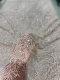 Luxury Net Embroidery Fabric – Silver Champagne Beaded Bridal Net