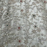 Premium Floral Net Embroidery Fabric with Sequin & Stone Work