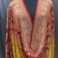 Pure Banarasi Dupatta in Red–Yellow Ombre with Heavy Gold Zari Border