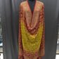 Pure Banarasi Dupatta in Red–Yellow Ombre with Heavy Gold Zari Border