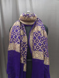 Pure Banarasi Dupatta in Royal Purple with Rich Gold Zari Border