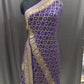 Pure Banarasi Dupatta in Royal Purple with Rich Gold Zari Border