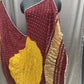 Pure Bandhani Dupatta in Maroon & Mustard with Traditional Tie-Dye Work