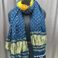 Pure Bandhani Dupatta in Indigo Blue & Mustard with Zari Border