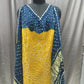 Pure Bandhani Dupatta in Indigo Blue & Mustard with Zari Border