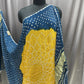 Pure Bandhani Dupatta in Indigo Blue & Mustard with Zari Border