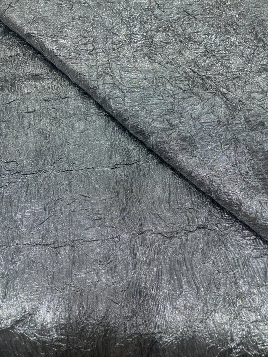 Luxury Imported Steel Grey Crushed Metallic Fabric – Gunmetal Shimmer Designer Party Wear Material