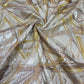 Luxury Imported Abstract Metallic Shimmer Fabric – Ivory Gold & Rose Gold Designer Party Wear Material