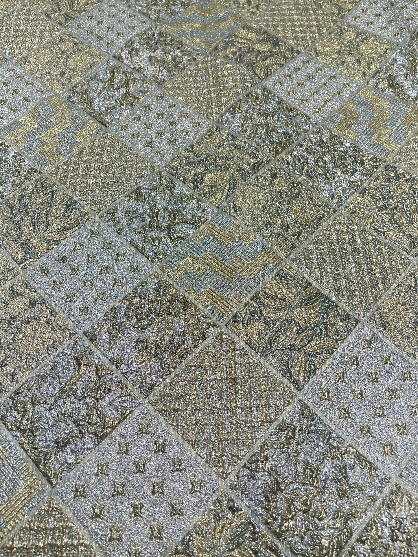 Imported Gold-Silver Patchwork Jacquard Fabric