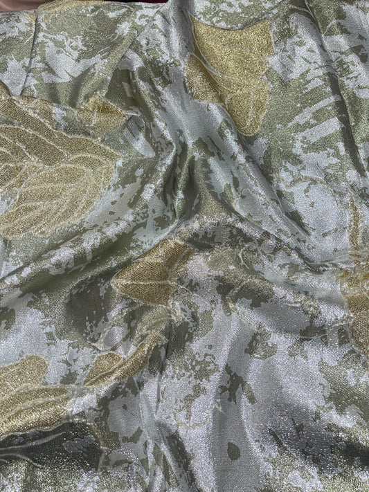 Imported Metallic Floral Jacquard Fabric