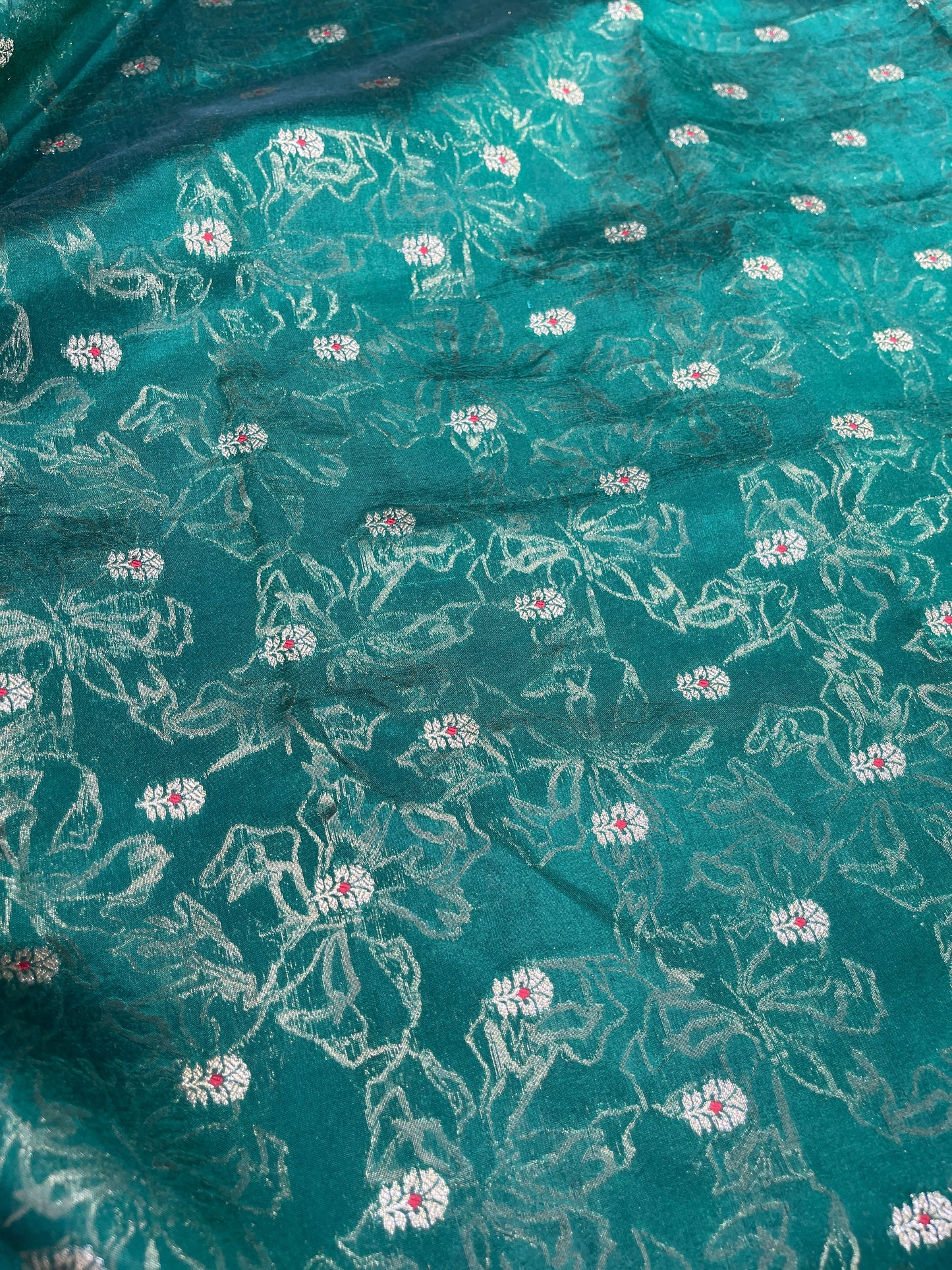 Pure Silk Brocade Fabric with Traditional Zari Motifs