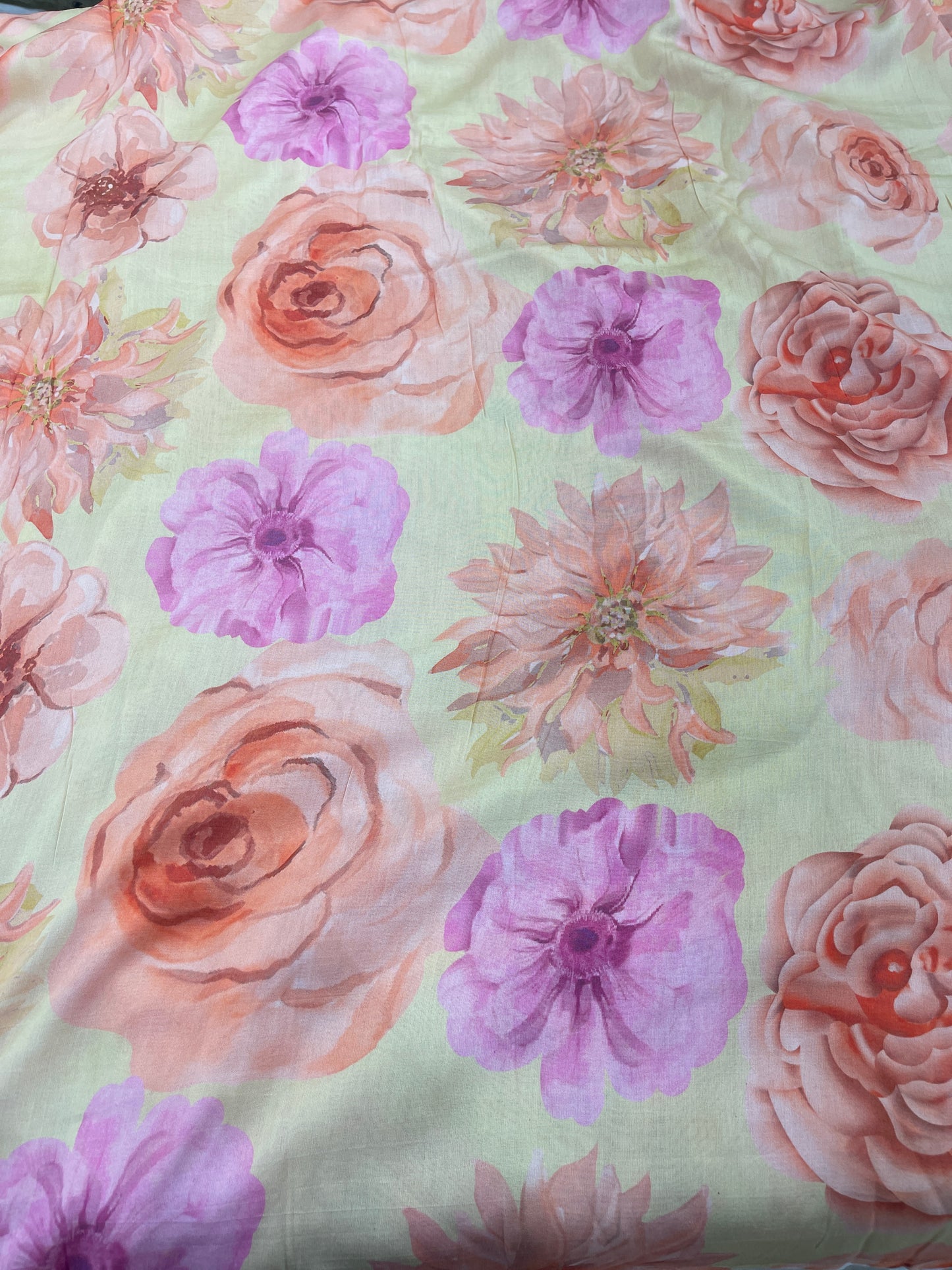 Pure Chanderi Floral Print Fabric – Pastel Designer Wear Material
