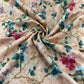 Pure Chanderi Digital Print Fabric – Bird & Floral Motif on Soft Beige Base
