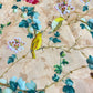 Pure Chanderi Digital Print Fabric – Bird & Floral Motif on Soft Beige Base
