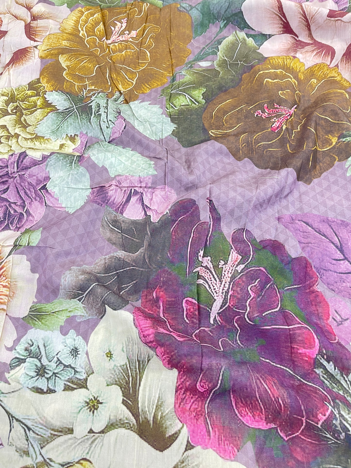 Pure Chanderi Floral Digital Print Fabric – Lightweight & Elegant