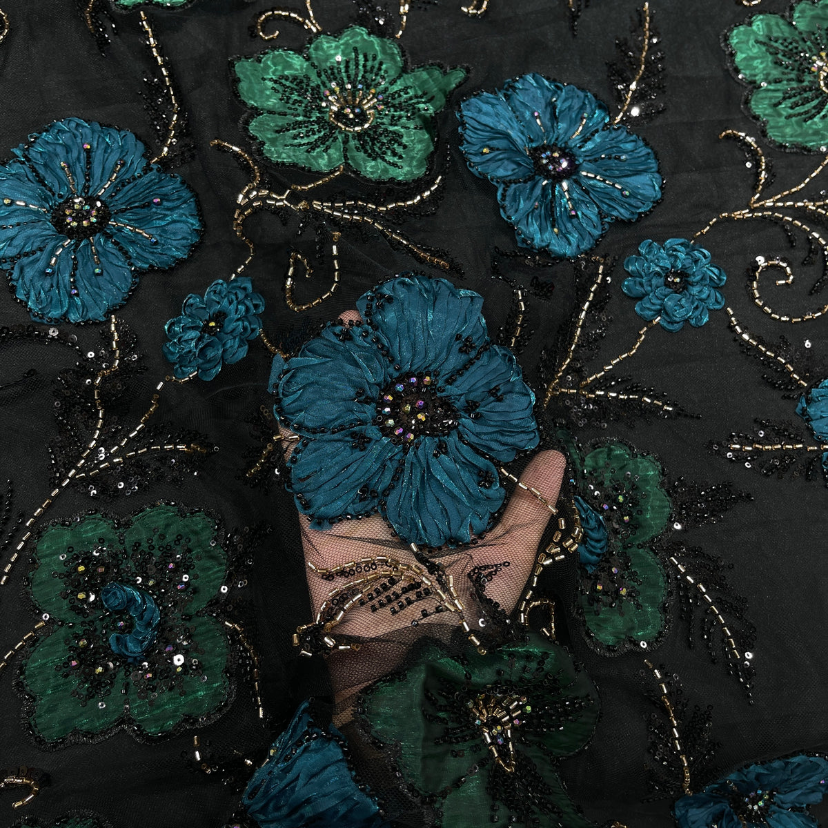 Luxury Floral Sequin & Beaded Embroidered Sheer Fabric – Designer Net