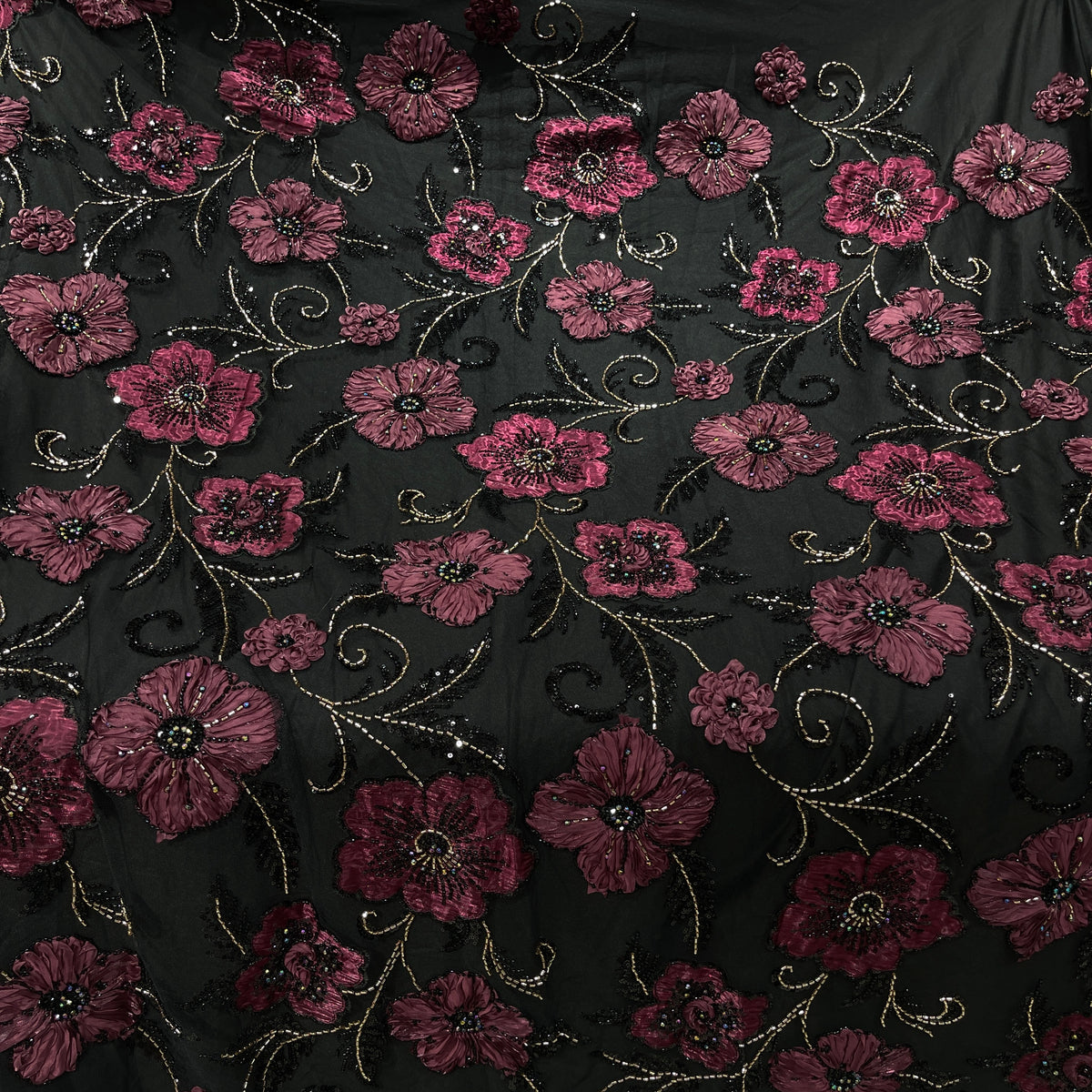 Luxury Floral Sequin & Beaded Embroidered Sheer Fabric – Designer Net
