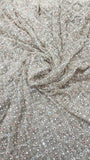 Premium Silver Floral Sequin Embroidered Net Fabric
