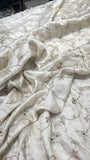 Elegant Silk Tissue Fabric with Delicate Floral Embroidery
