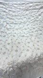 Silk Tissue Fabric with Delicate Floral Vine Embroidery