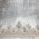 Silk Tissue Embroidery Fabric with Heavy Sequin & Beaded Border Work