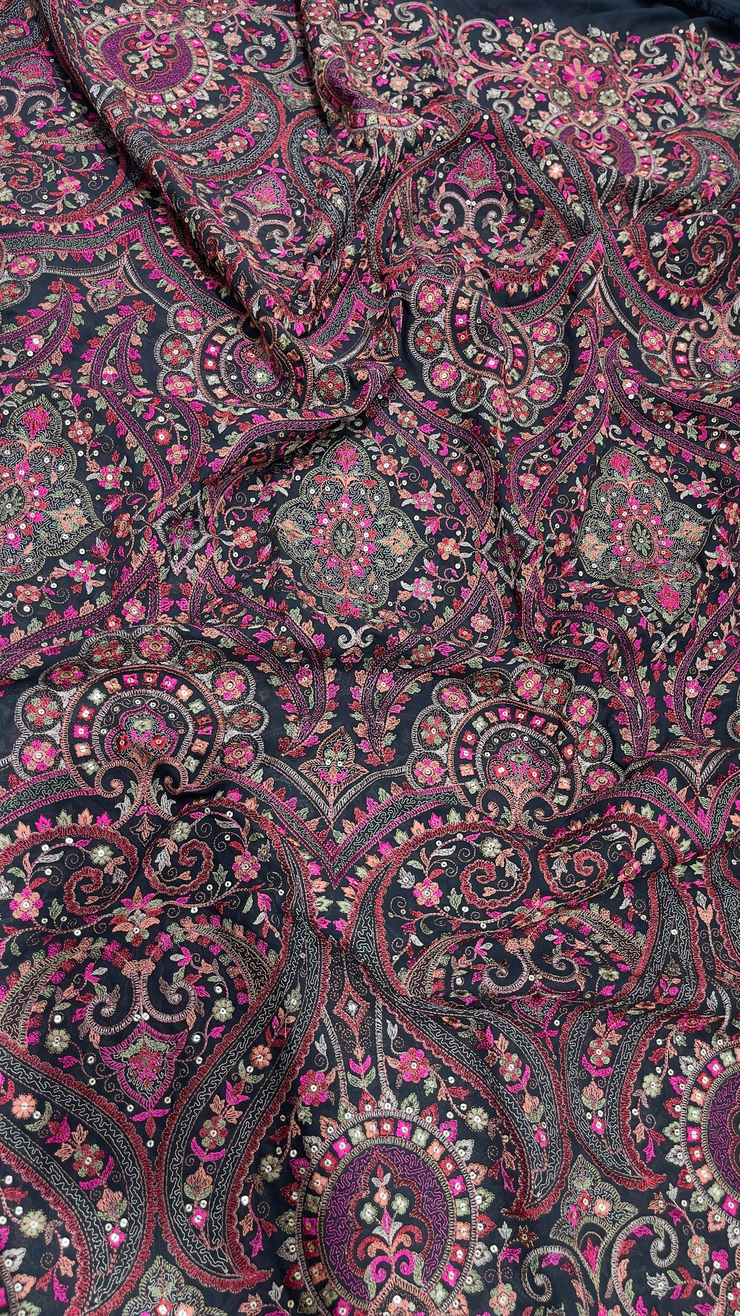 Georgette Kashmiri Embroidery Fabric for Men’s Kurta – Premium Ethnic Wear